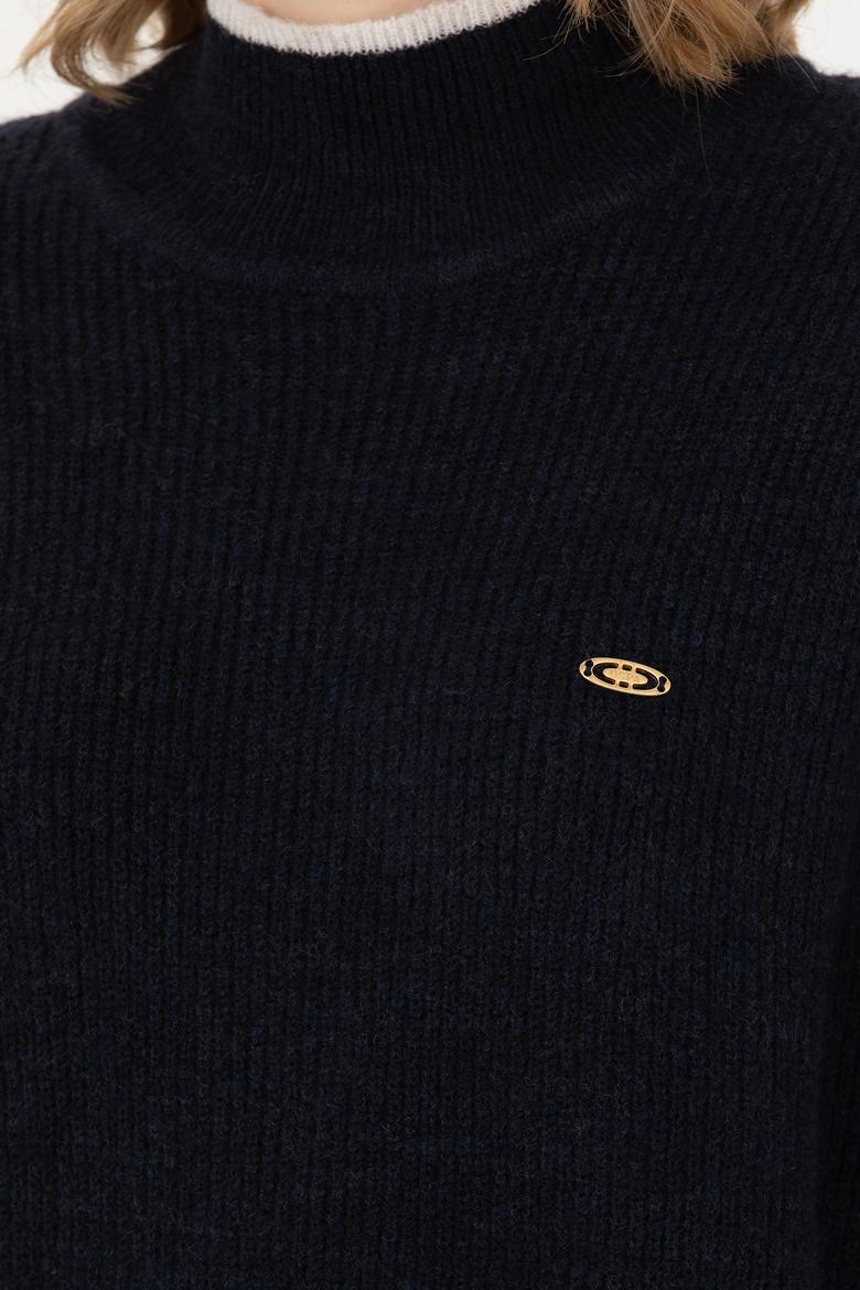 Kadın Lacivert Balıkçı Yaka Kazak - 50277261032