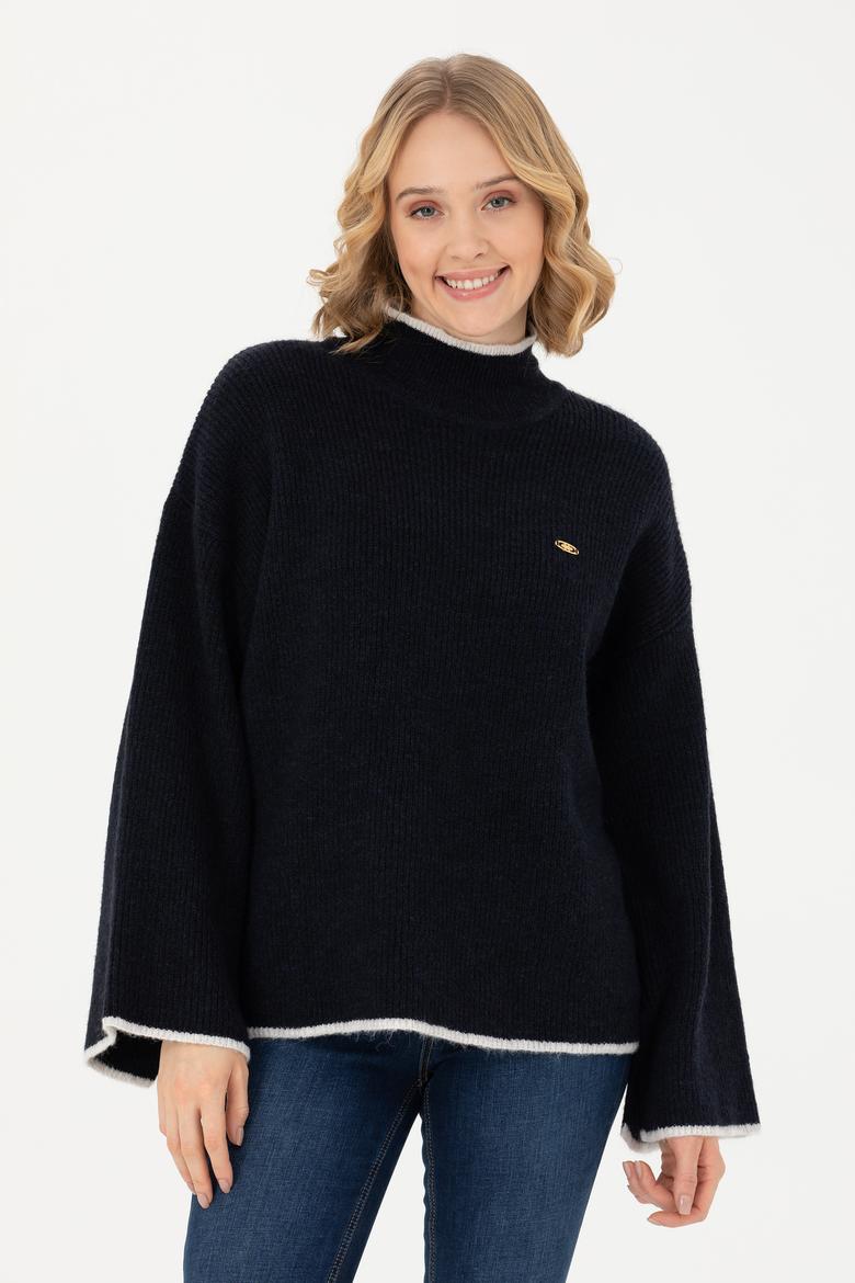 Kadın Lacivert Balıkçı Yaka Kazak - 50277261032