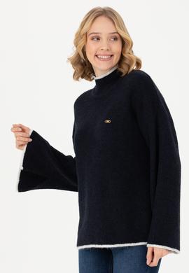 Kadın Lacivert Balıkçı Yaka Kazak - 50277261032