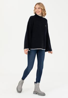 Kadın Lacivert Balıkçı Yaka Kazak - 50277261032