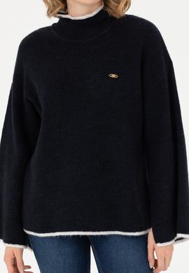 Kadın Lacivert Balıkçı Yaka Kazak - 50277261032