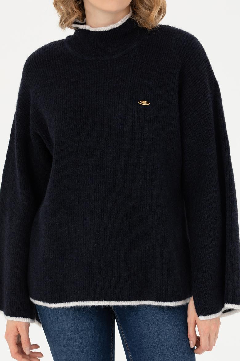 Kadın Lacivert Balıkçı Yaka Kazak - 50277261032