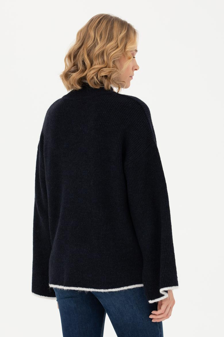 Kadın Lacivert Balıkçı Yaka Kazak - 50277261032