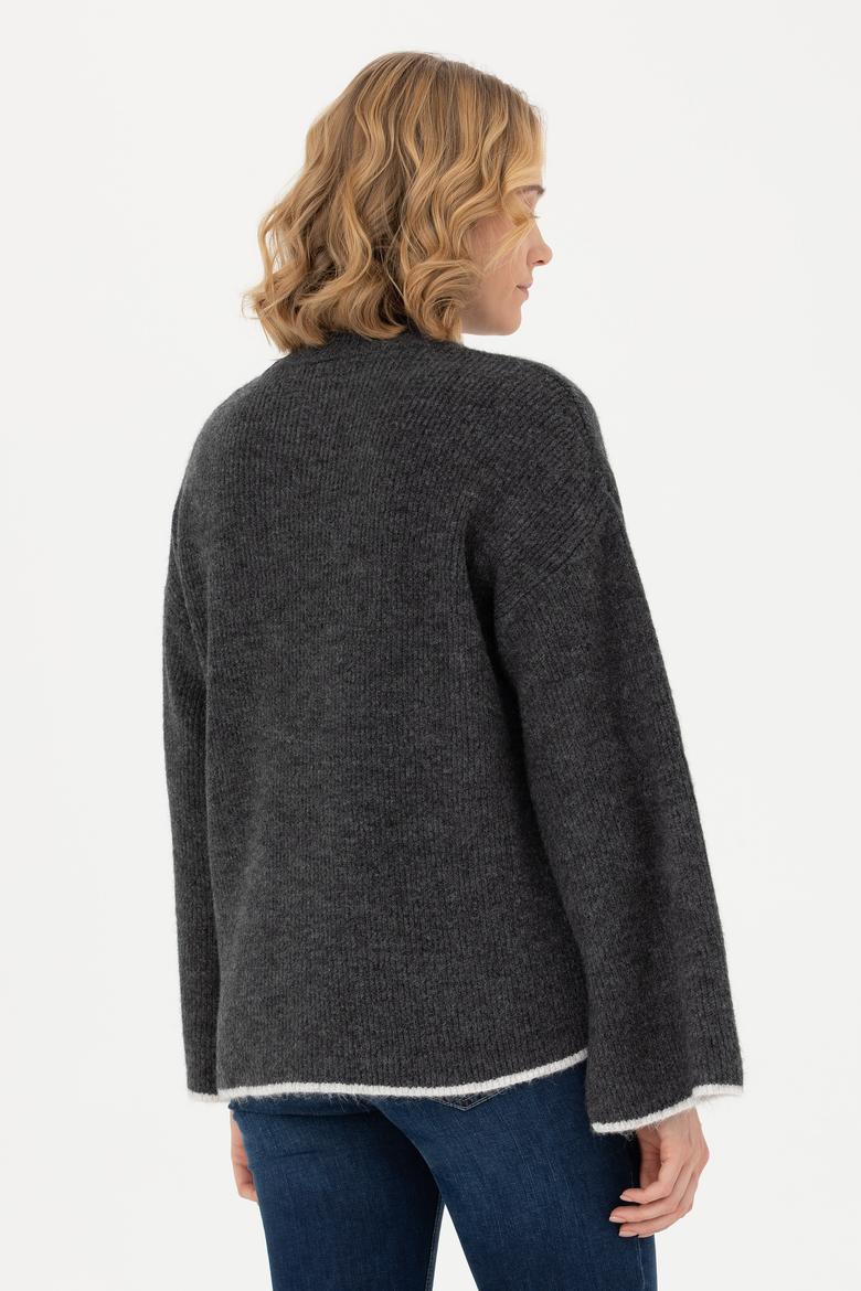 Kadın Antrasit Melanj Kazak - 50277261024