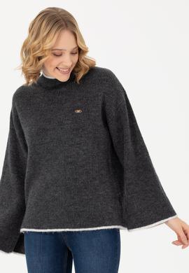 Kadın Antrasit Melanj Kazak - 50277261024