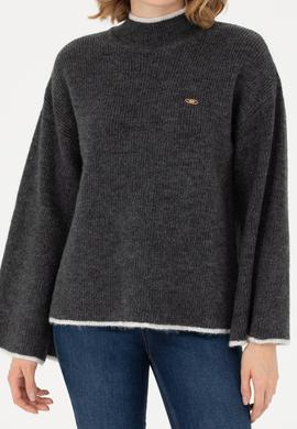 Kadın Antrasit Melanj Kazak - 50277261024