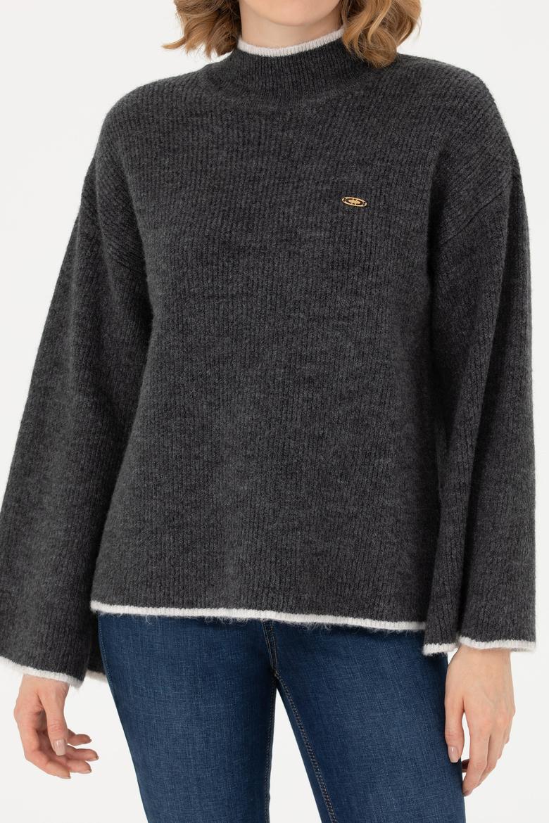 Kadın Antrasit Melanj Kazak - 50277261024