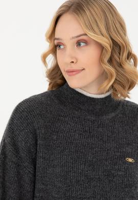 Kadın Antrasit Melanj Kazak - 50277261024