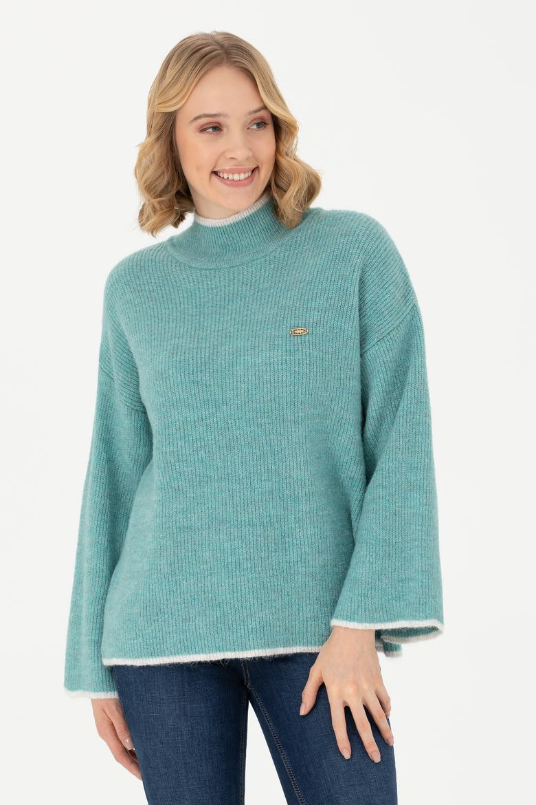 Kadın Mint Balıkçı Yaka Kazak