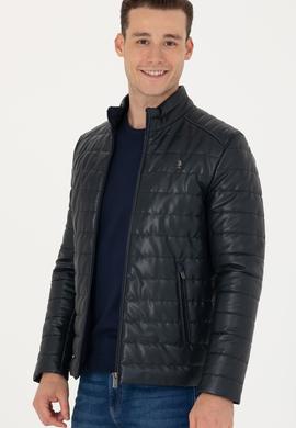 Erkek Lacivert Deri Ceket - 50278978012