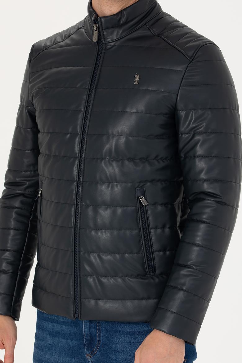 Erkek Lacivert Deri Ceket - 50278978012