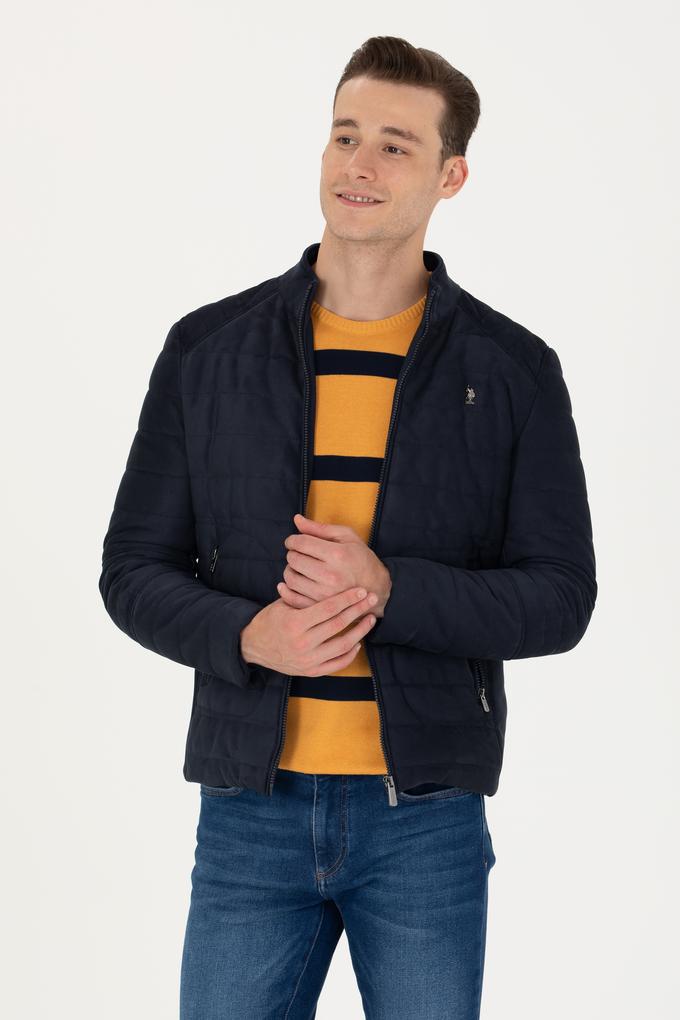 Erkek Lacivert Deri Ceket