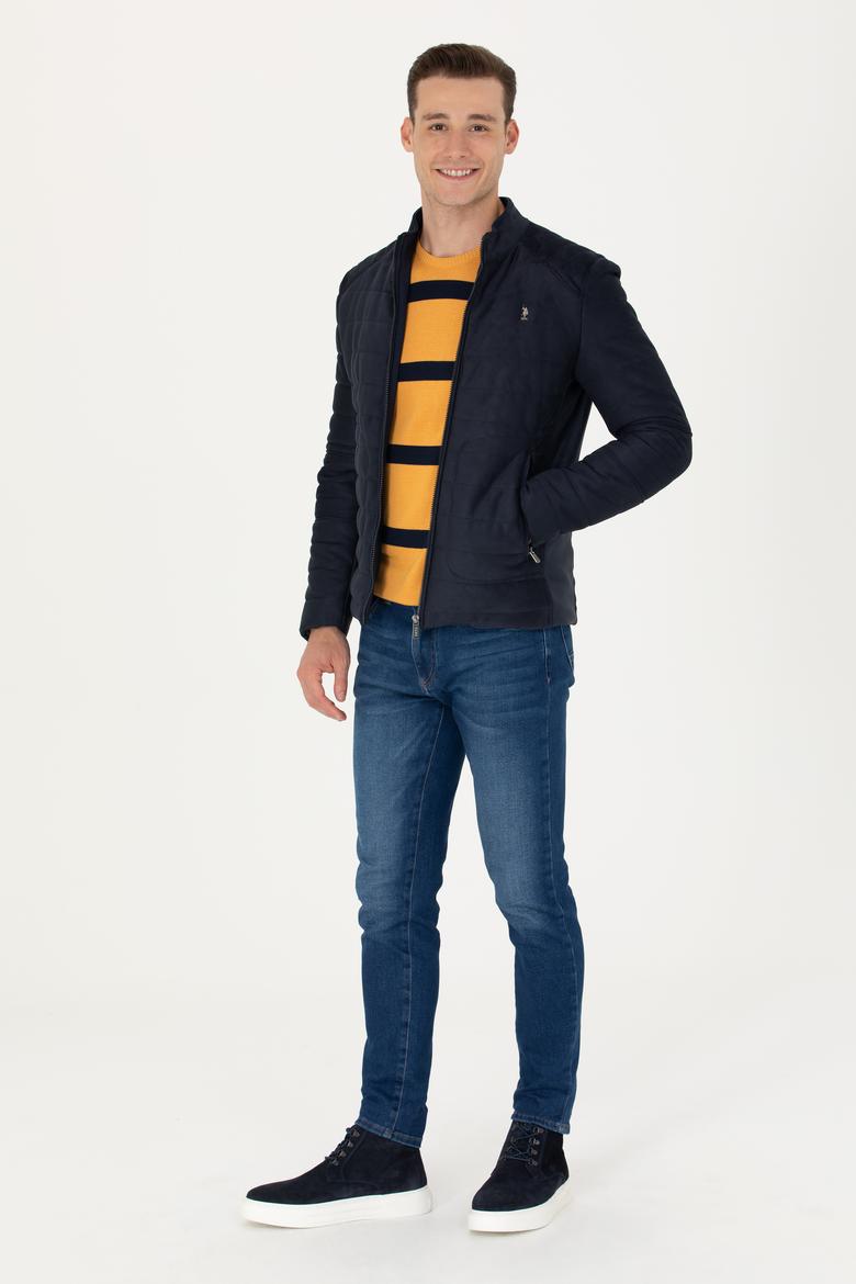 Erkek Lacivert Deri Ceket - 50278975031