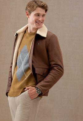 Erkek Taba Deri Ceket - 50278991004