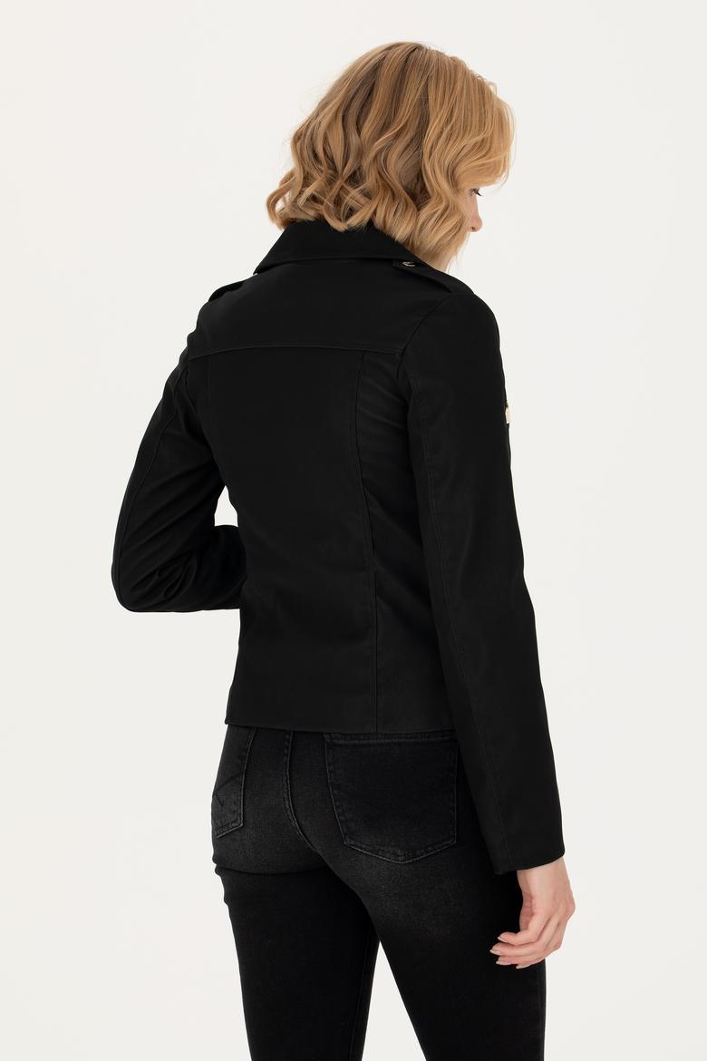 Kadın Siyah Deri Ceket - 50278990004