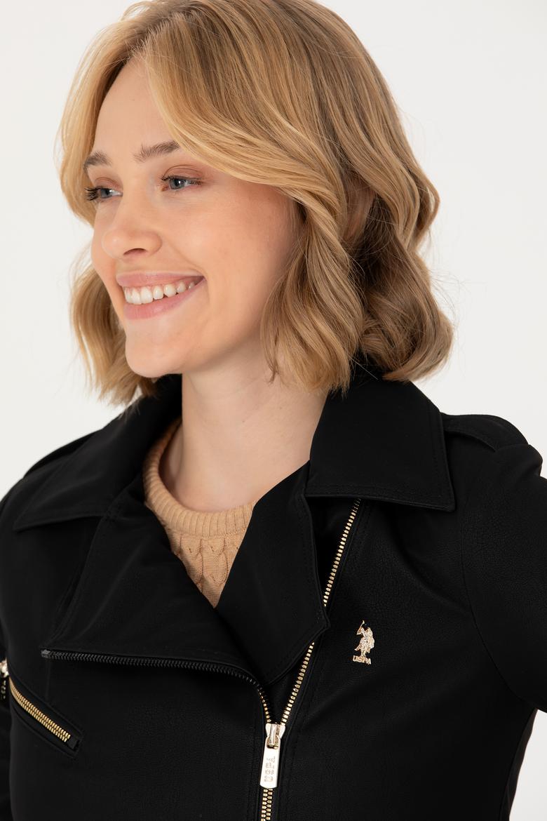 Kadın Siyah Deri Ceket - 50278990004