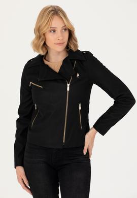 Kadın Siyah Deri Ceket - 50278990004