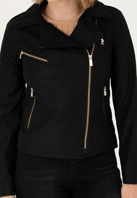 Kadın Siyah Deri Ceket - 50278990004