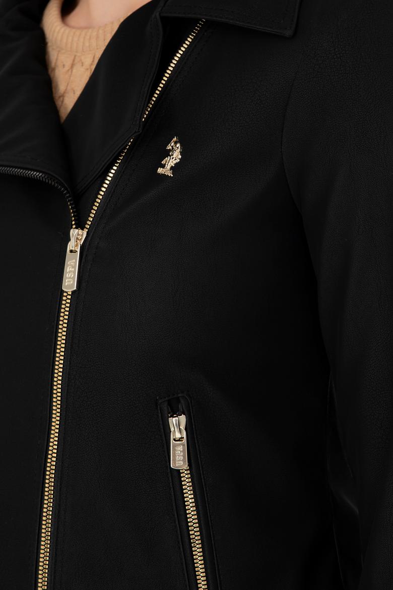 Kadın Siyah Deri Ceket - 50278990004