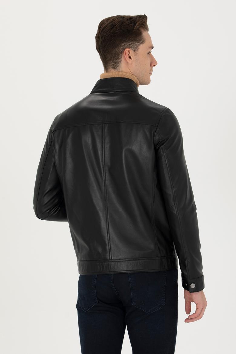 Erkek Siyah Deri Ceket - 50278992007