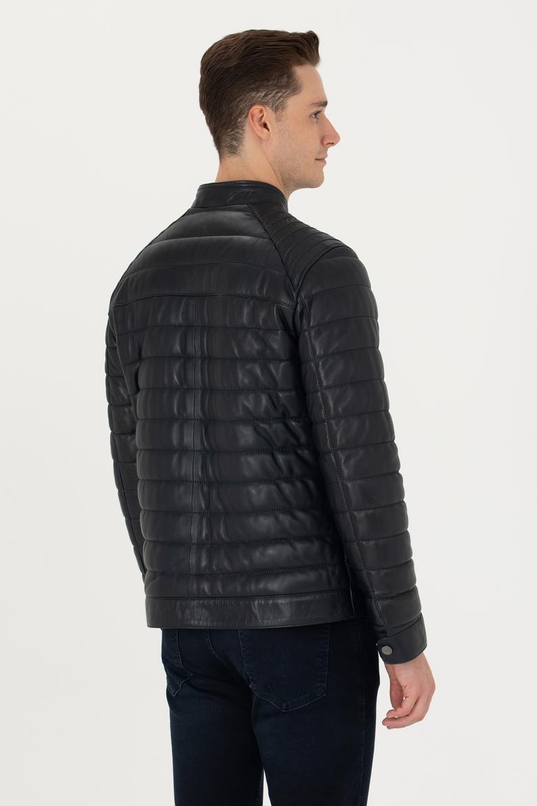 Erkek Lacivert Deri Ceket - 50278994014