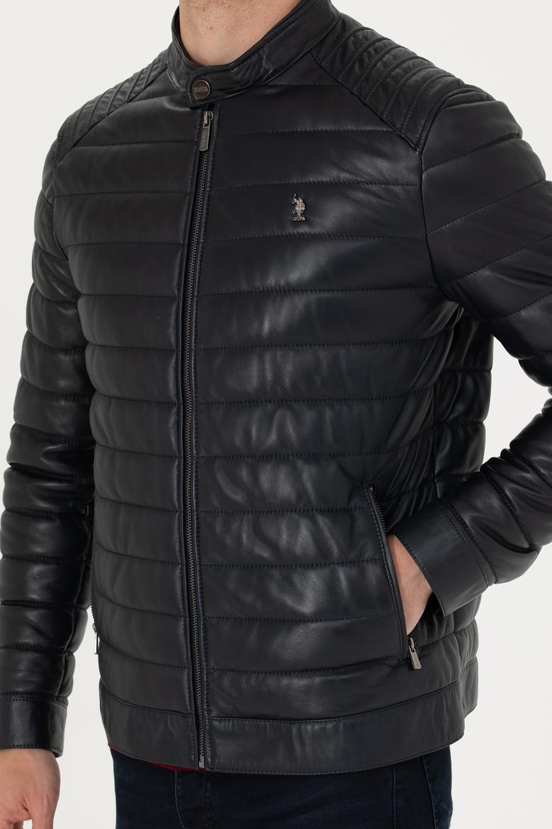 Erkek Lacivert Deri Ceket - 50278994014