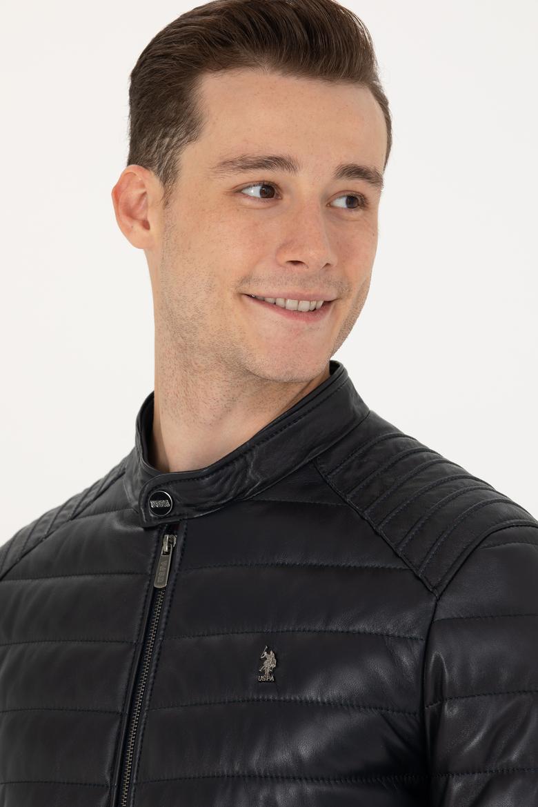 Erkek Lacivert Deri Ceket - 50278994014