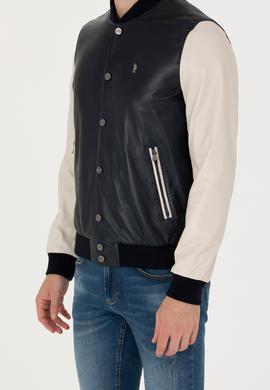 Erkek Lacivert Deri Ceket - 50278995004