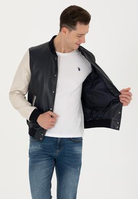 Erkek Lacivert Deri Ceket - 50278995004