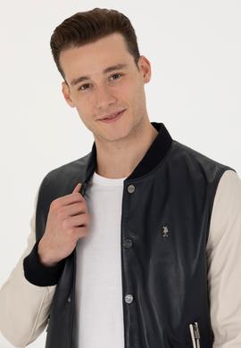 Erkek Lacivert Deri Ceket - 50278995004