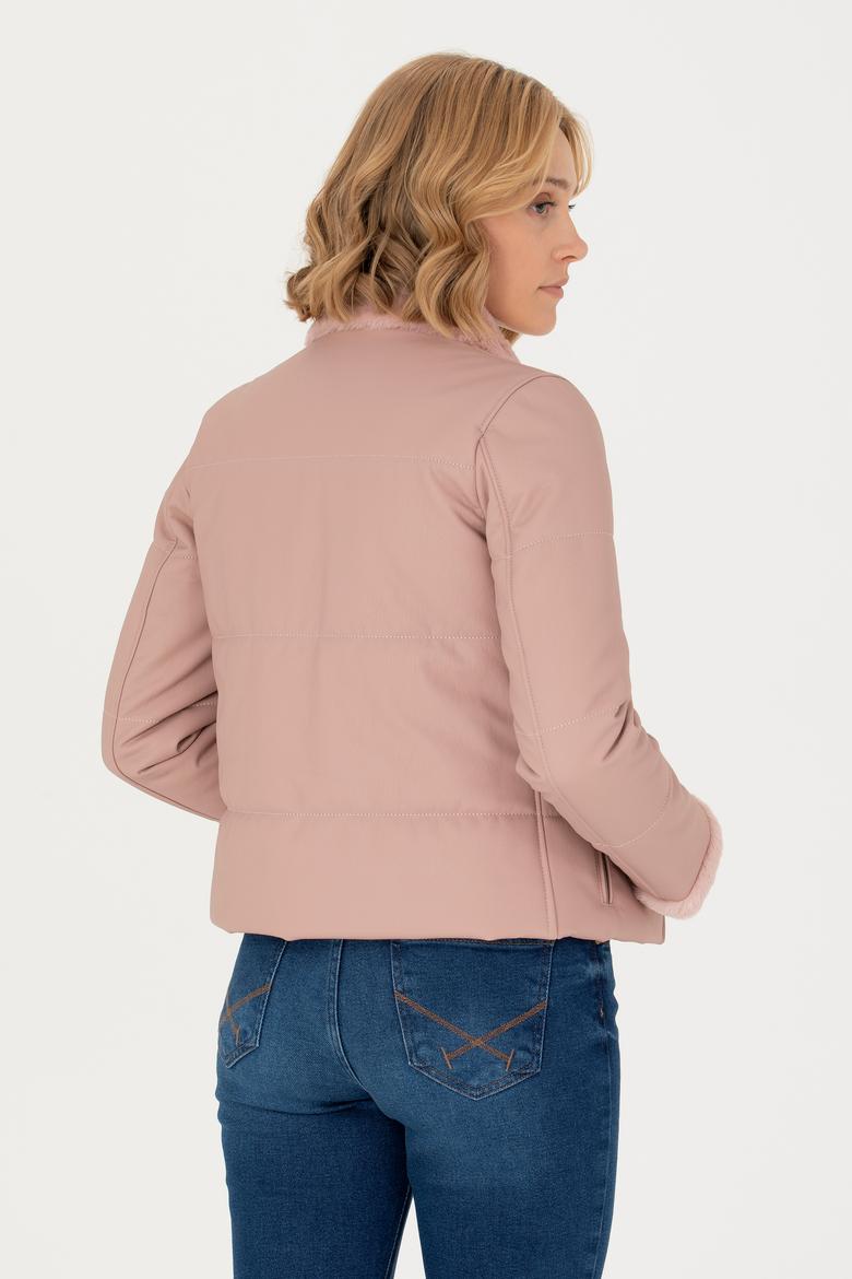 Kadın Açık Pembe Deri Ceket - 50279042001