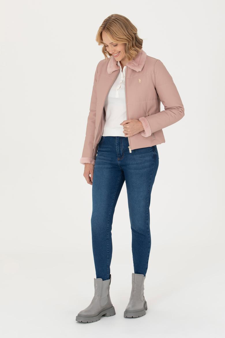 Kadın Açık Pembe Deri Ceket - 50279042001