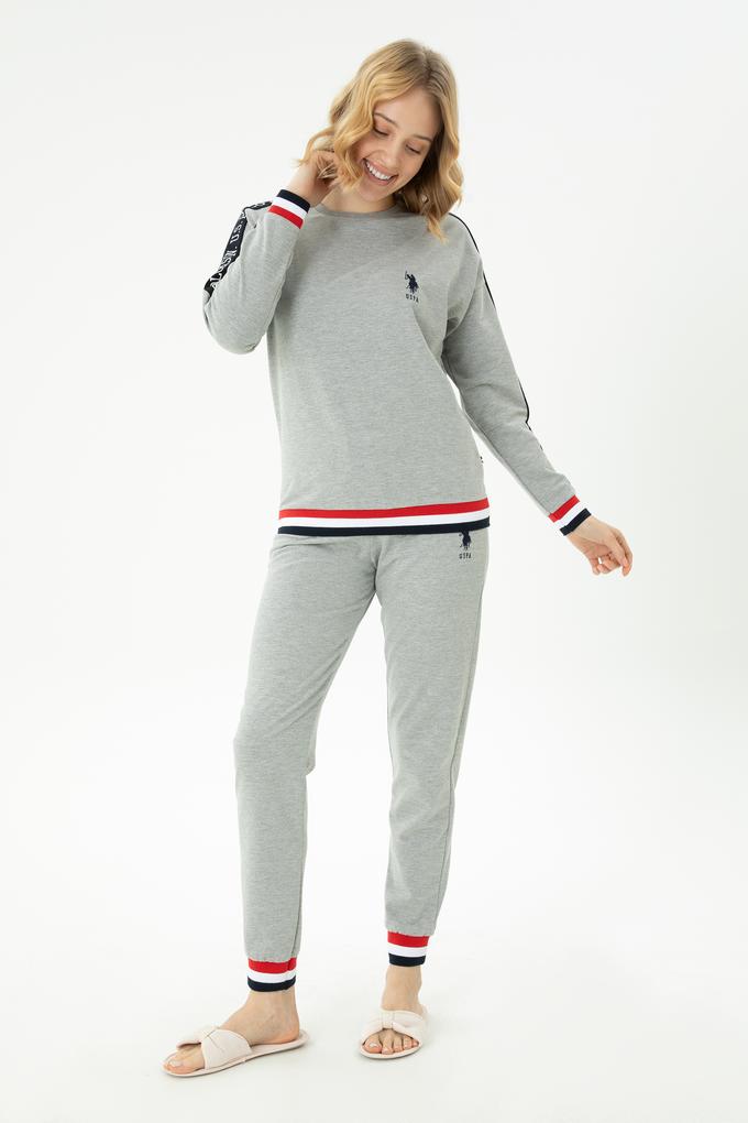 Kadın Gri Melanj Pijama Takımı