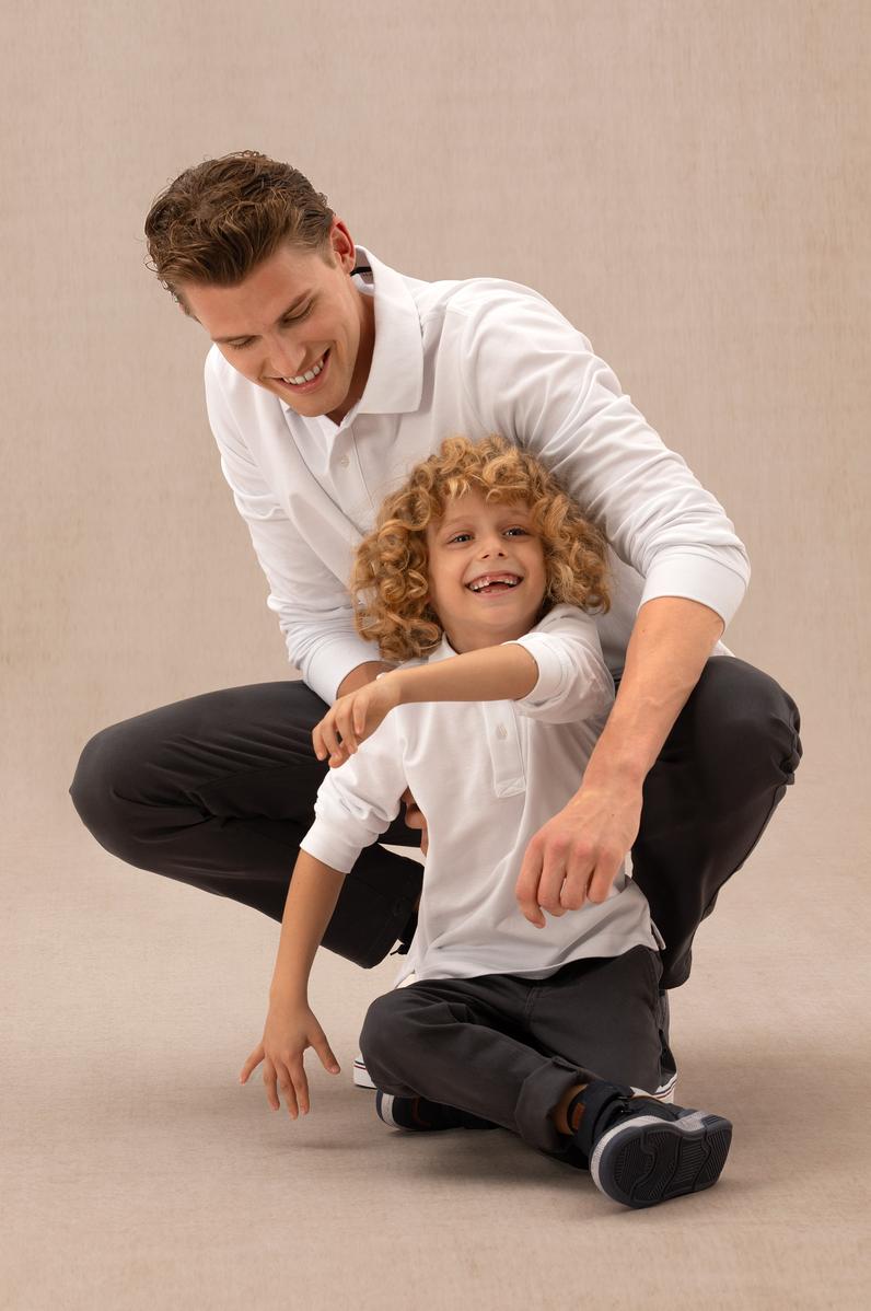 Erkek Çocuk Beyaz Basic Polo Yaka Sweatshirt