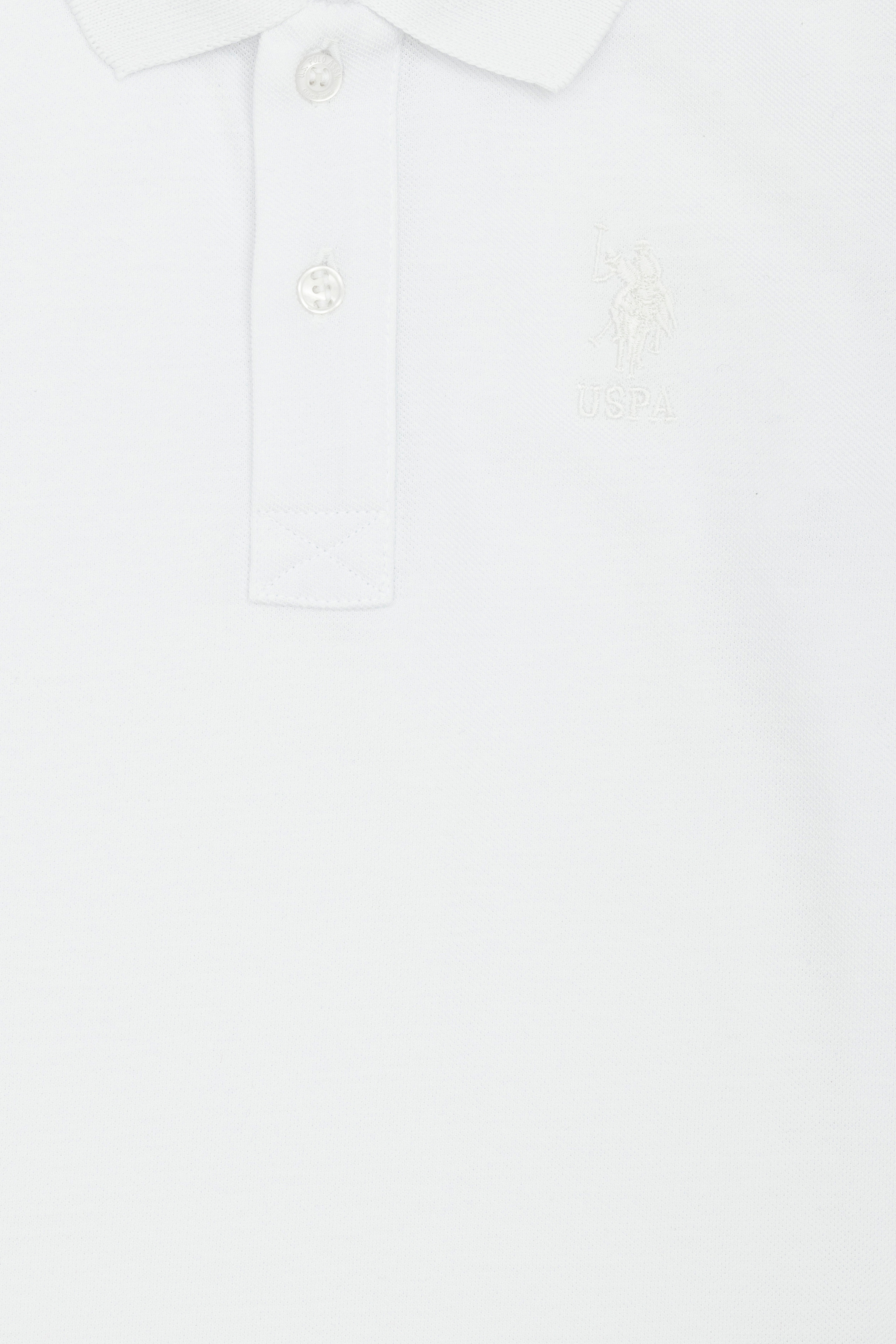 Erkek Çocuk Beyaz Basic Polo Yaka Sweatshirt