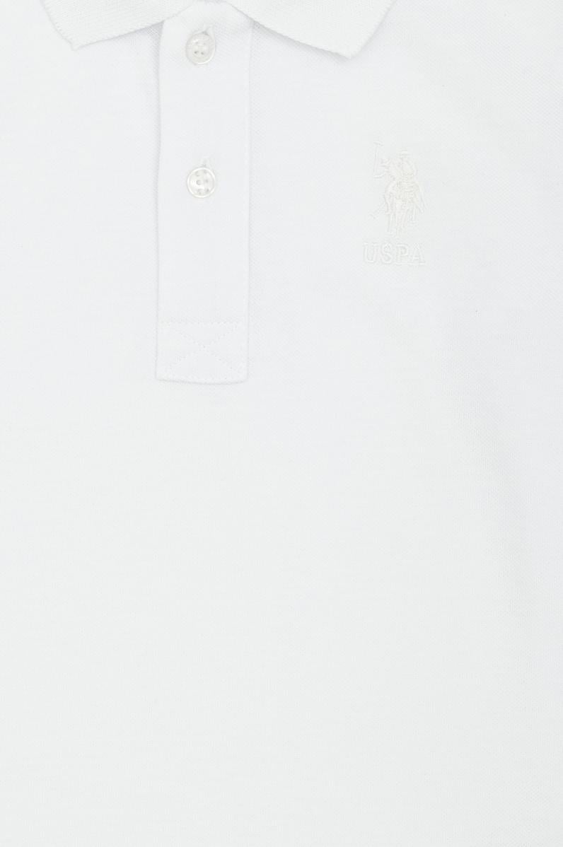 Erkek Çocuk Beyaz Basic Polo Yaka Sweatshirt