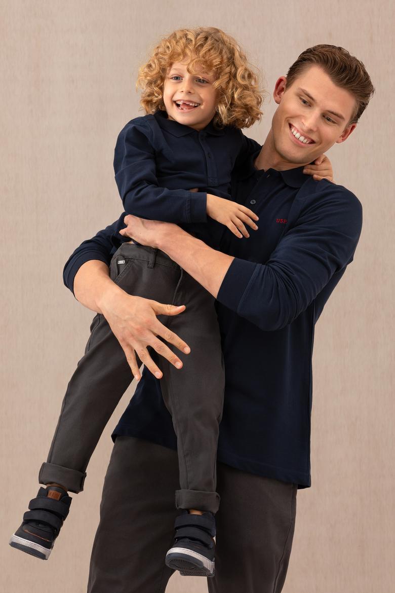 Erkek Çocuk Lacivert Basic Polo Yaka Sweatshirt