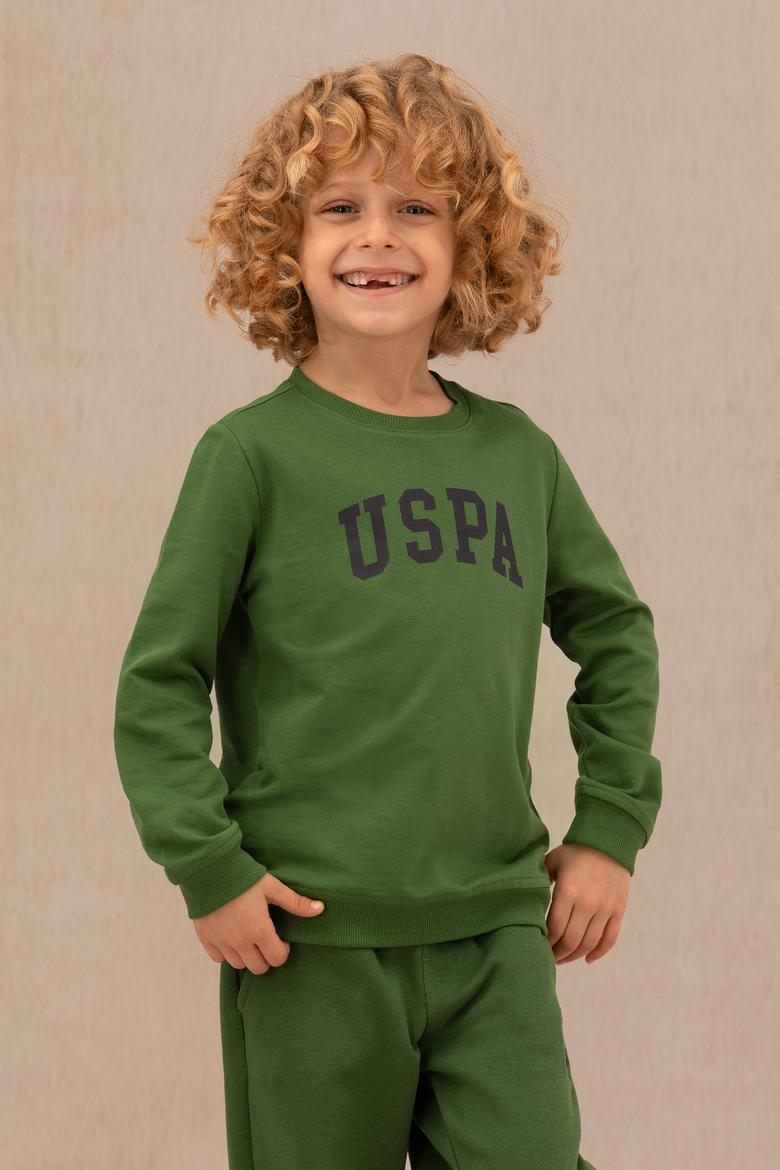 Erkek Çocuk Yeşil Basic Bisiklet Yaka Sweatshirt - 50273757035