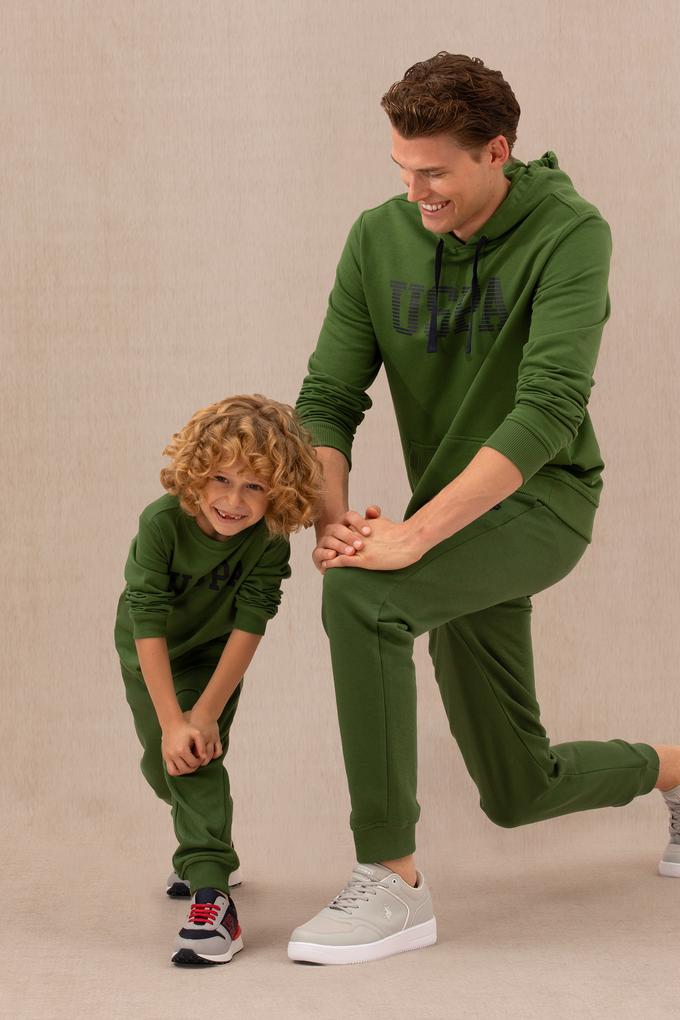 Erkek Çocuk Yeşil Basic Bisiklet Yaka Sweatshirt