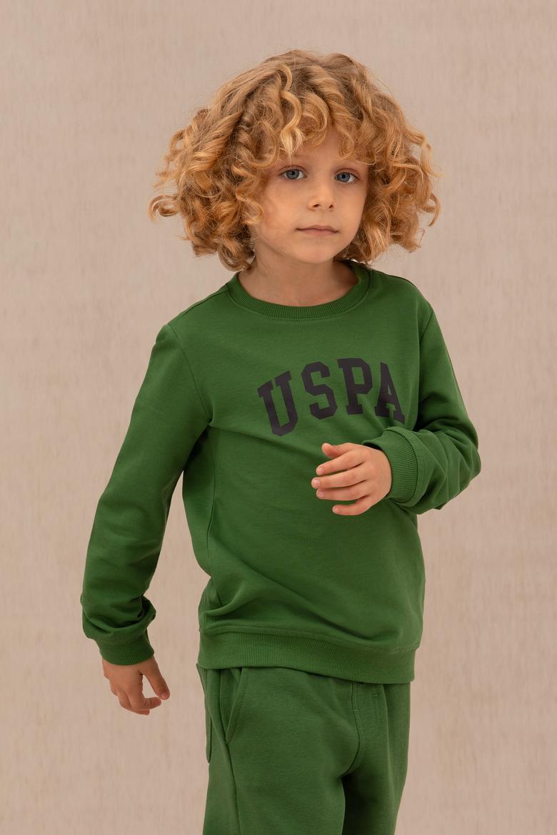 Erkek Çocuk Yeşil Basic Bisiklet Yaka Sweatshirt - 50273757035