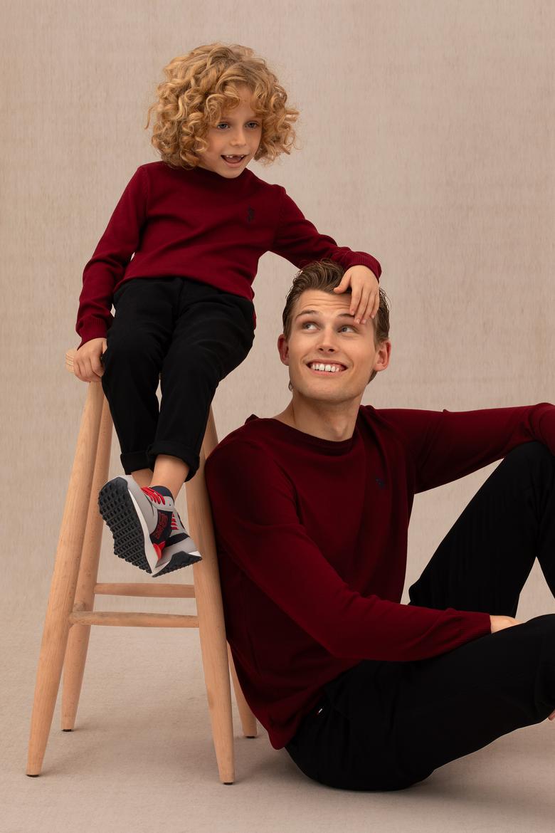 Erkek Bordo Basic Kazak