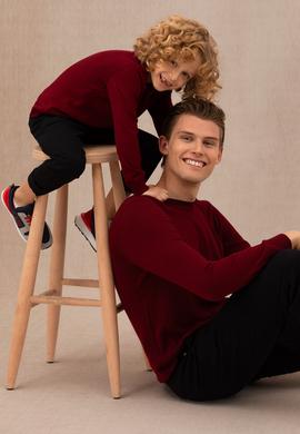 Erkek Çocuk Bordo Basic Bisiklet Yaka Kazak - 50275846028