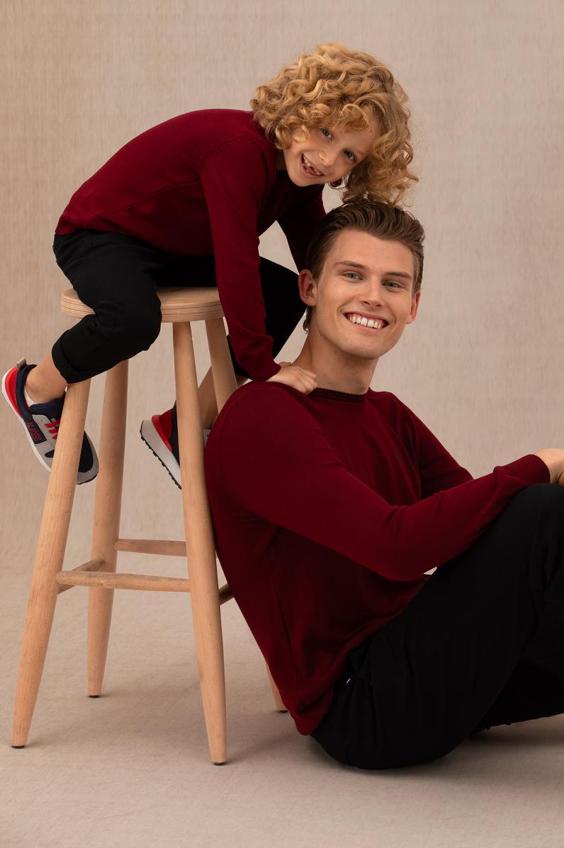 Erkek Çocuk Bordo Basic Bisiklet Yaka Kazak