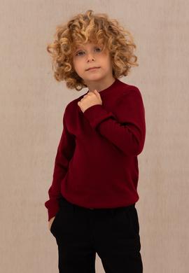 Erkek Çocuk Bordo Basic Bisiklet Yaka Kazak - 50275846028