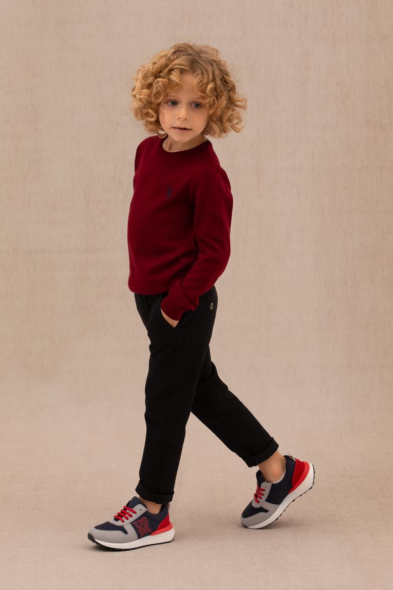 Erkek Çocuk Bordo Basic Bisiklet Yaka Kazak - 50275846028