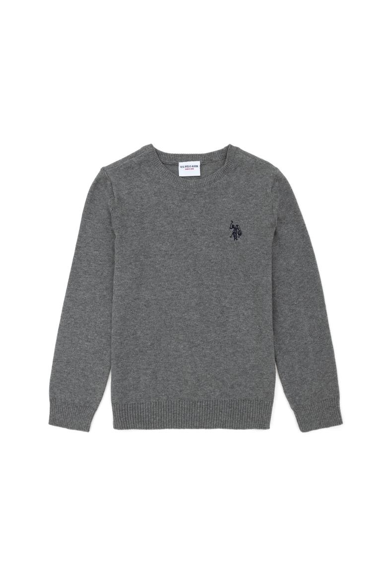 Erkek Çocuk Gri Melanj Basic Bisiklet Yaka Kazak - 50275846048