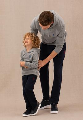 Erkek Çocuk Gri Melanj Kapüşonlu Sweatshirt - 50274217015