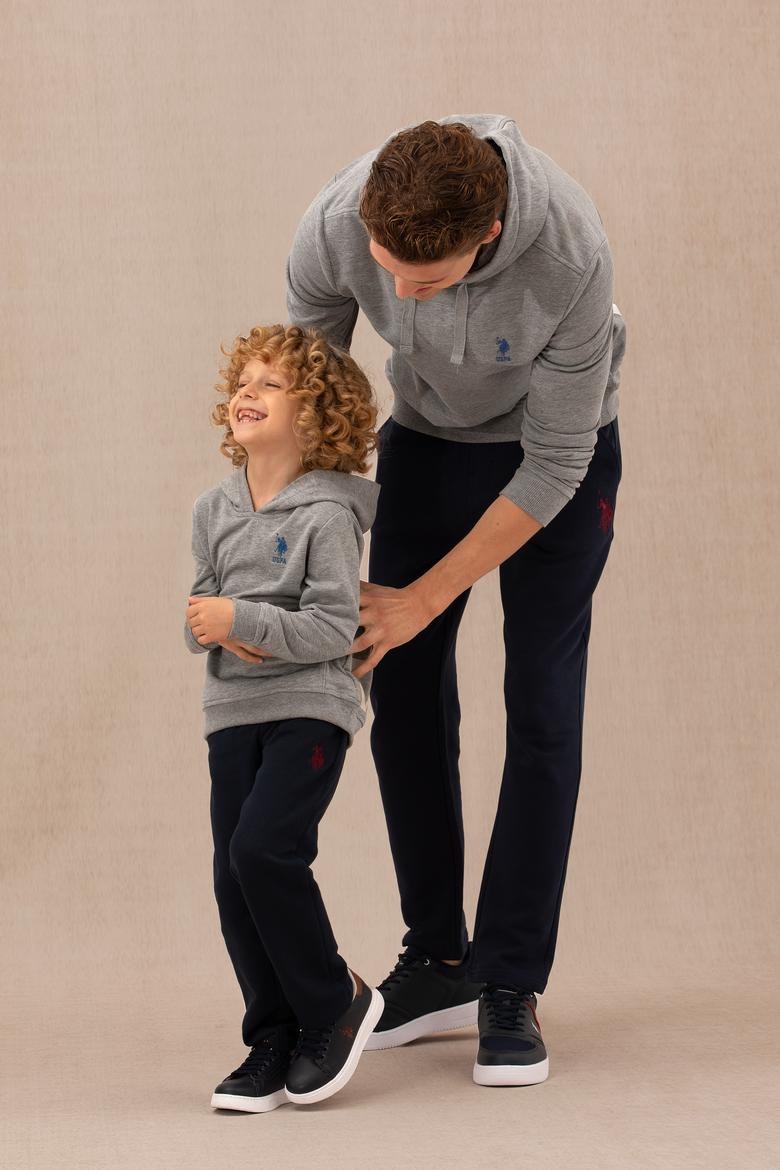 Erkek Çocuk Gri Melanj Kapüşonlu Sweatshirt