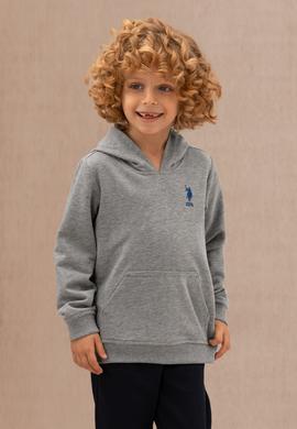 Erkek Çocuk Gri Melanj Kapüşonlu Sweatshirt - 50274217015