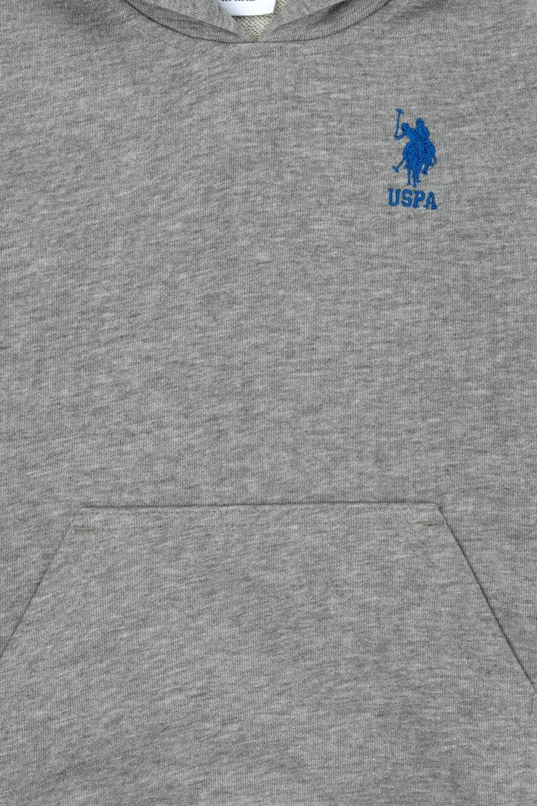 Erkek Çocuk Gri Melanj Kapüşonlu Sweatshirt - 50274217015